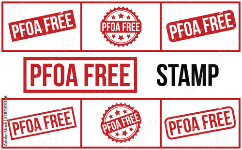 Pfoa Free Stamp. Red Pfoa Free Rubber grunge Stamp set