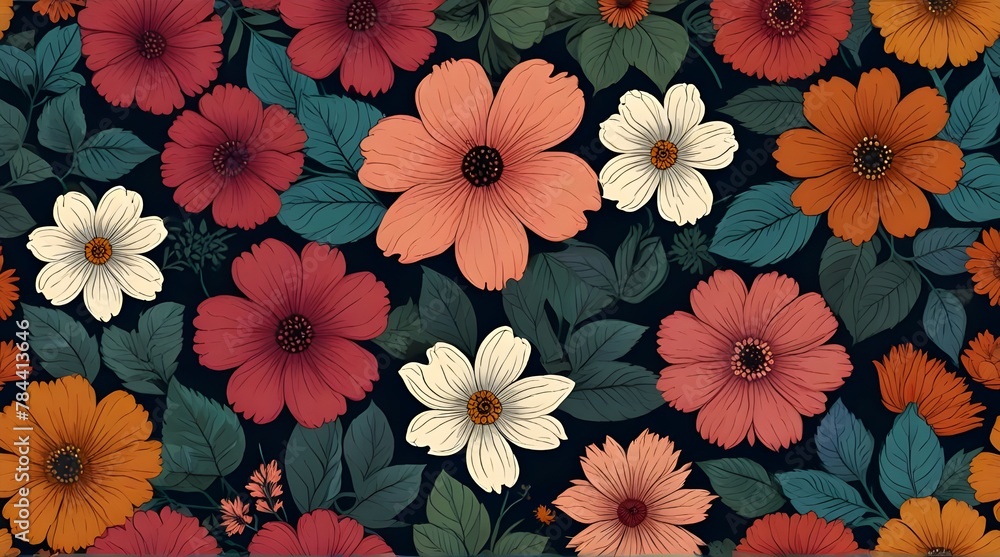 Floral seamless background .Generative AI