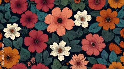 Floral seamless background .Generative AI