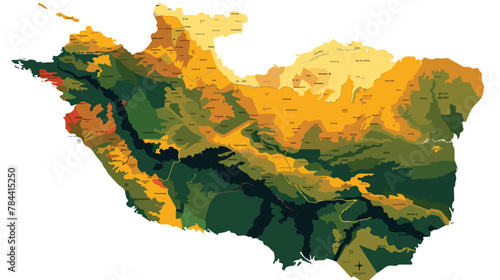 Vichada region map in country of Colombia flat vector photo