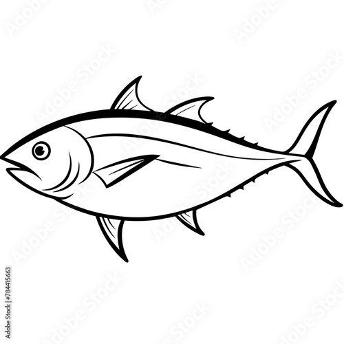 fish vector illustration, line art kid's coloring page