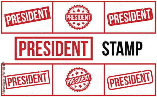 President Stamp. Red President Rubber grunge Stamp set