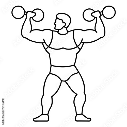 cartoon illustration of a bodybuilder line art. drawing coloring book pages for children and adults