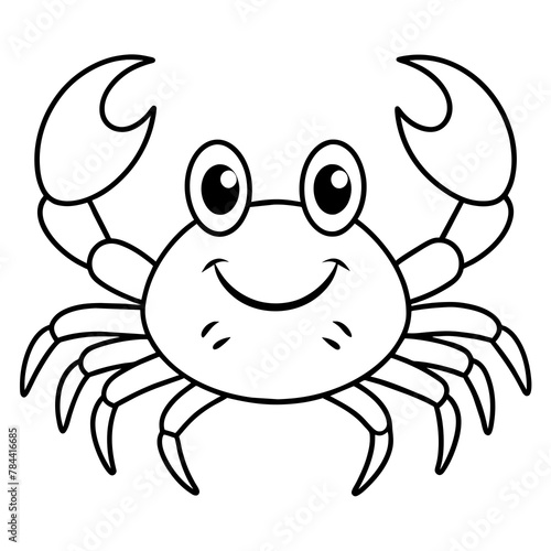 crab cartoon line art. drawing coloring book pages for children and adults