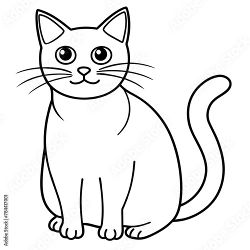 black and white kitten or cat vector coloring page. hand drawing coloring book pages for children and adults