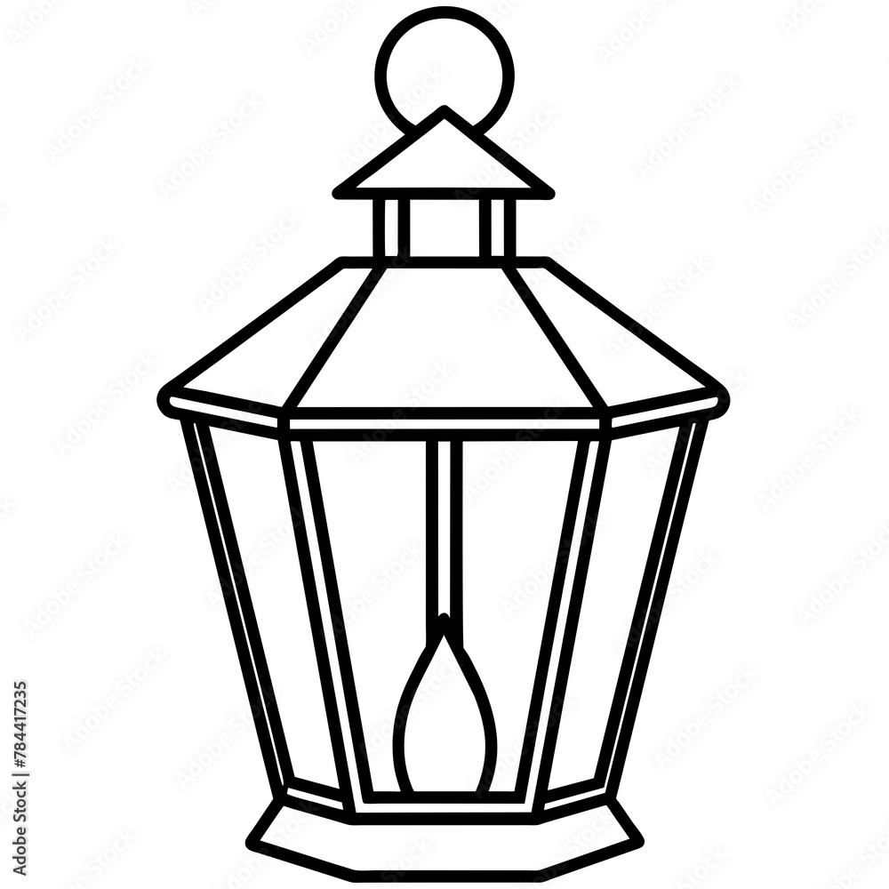 street lamp vector illustration, simple line art icon, Children coloring book page street lamp vector illustration, simple line art icon, Children coloring book page