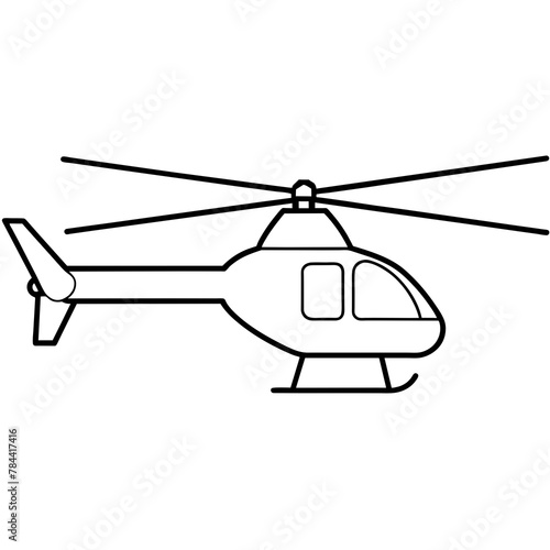 helicopter vector icon, simple line art icon, Children coloring book page