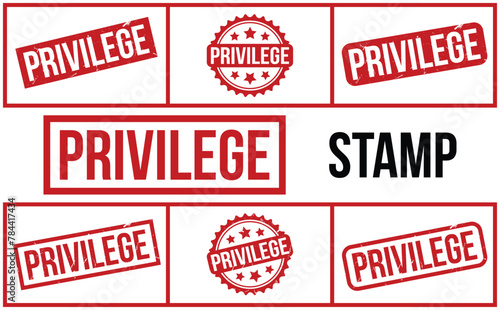 Privilege Stamp. Red Privilege Rubber grunge Stamp set