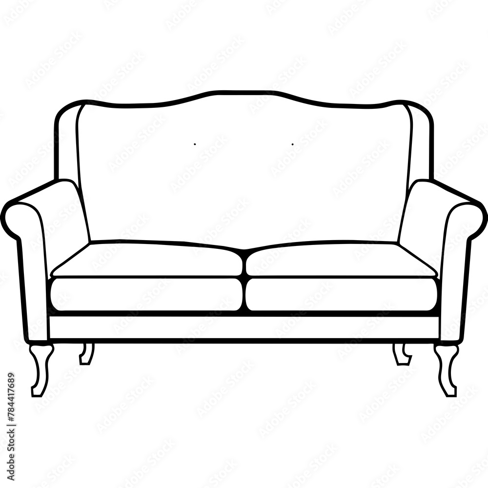 modern sofa isolated on white, simple line art icon, Children coloring book page modern sofa isolated on white, simple line art icon, Children coloring book page