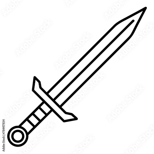 sword simple line art icon, Children coloring book page