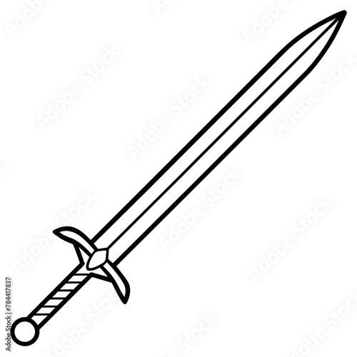 sword simple line art icon, Children coloring book page