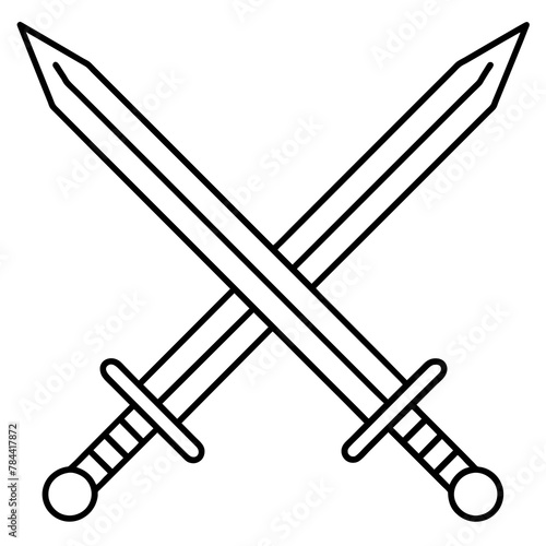 sword simple line art icon, Children coloring book page vector illustration