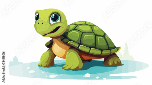 Green turtle cartoon character mascot design illustration
