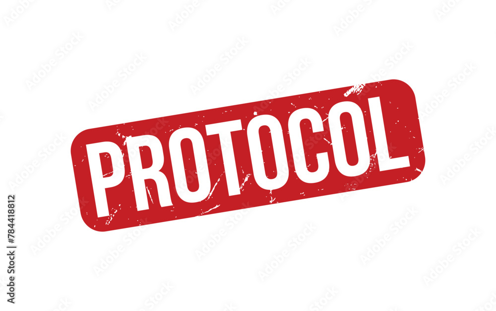 Protocol Stamp. Red Protocol Rubber grunge Stamp Protocol Stamp. Red Protocol Rubber grunge Stamp