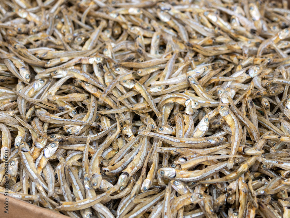Dried vanchovy fish sold in the market Dried vanchovy fish sold in the market
