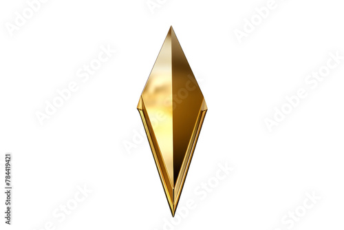 Gleaming Gold Diamond Dazzles Against Pure White Canvas. On White or PNG Transparent Background.