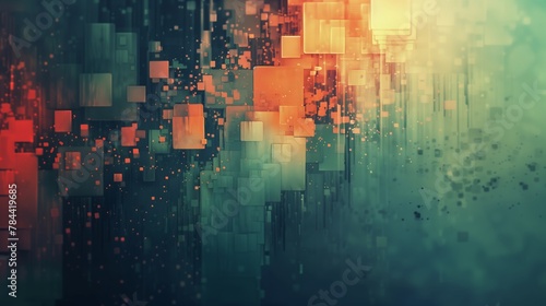 Digital Pixel Blocks Disintegration Background photo