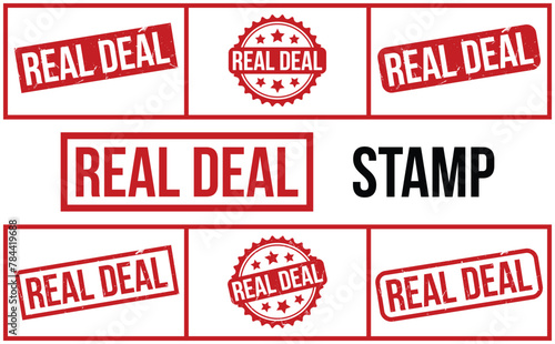 Real Deal Stamp. Red Real Deal Rubber grunge Stamp set