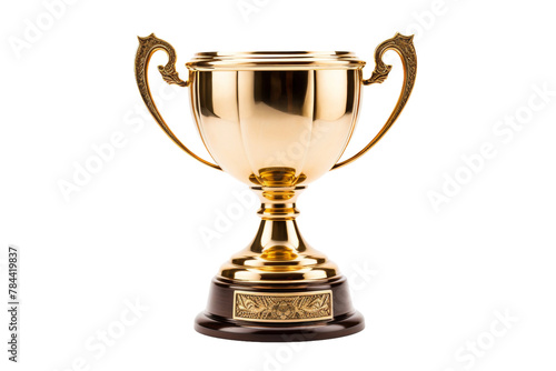 Glorious Gold Trophy Standing Tall. On White or PNG Transparent Background.