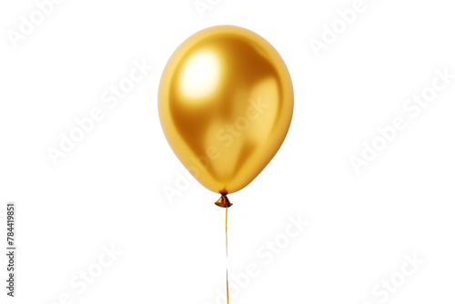 Glowing Gold Balloon Soaring Through Sky. On White or PNG Transparent Background.