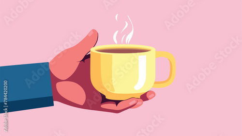 Hand and cup 2d flat cartoon vactor illustration isolated