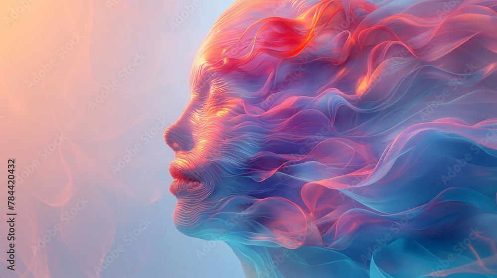 a face made of colorful waves, ethereal and dreamy a face made of colorful waves, ethereal and dreamy