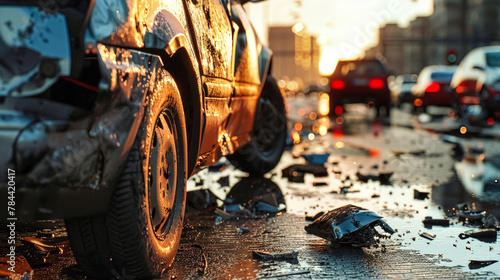 Damaged Cars Parked on Street