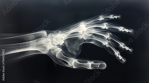 An x-ray picture of the human hand