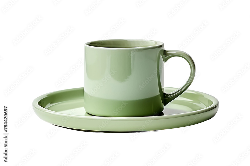 Enchanting Green Wonderland: Cup and Saucer Symphony. On White or PNG Transparent Background. Enchanting Green Wonderland: Cup and Saucer Symphony. On White or PNG Transparent Background.