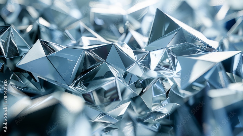 Shiny metallic geometric shapes on blue. Shiny metallic geometric shapes on blue.