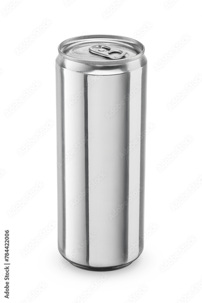 One silver clean aluminum can standing isolated. Transparent PNG image. One silver clean aluminum can standing isolated. Transparent PNG image.