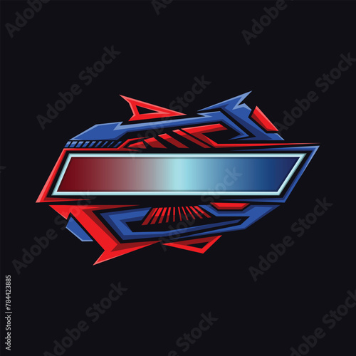 Blank border racing logo. Technology digital banner. Futuristic techno border. Gaming borders photo