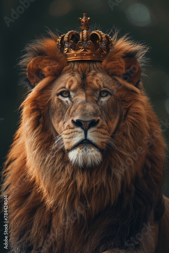 The majestic lion as the ruling symbol of the animal kingdom  with its crown-like mane and status as the  king of beasts .