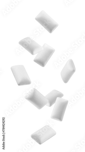 Canvastavla Falling chewing gum isolated on white background, full depth of field