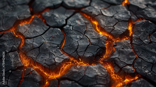  A tight shot of a fiery crack in the ground