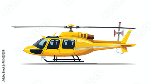 Helicopter Isolated. 3D rendering 2d flat cartoon v