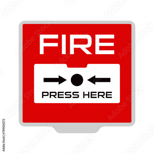 emergency fire alarm button flat vector illustration isolated on white background