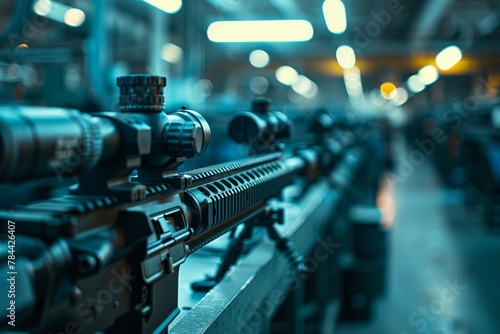 asembly line of an industry of weapons photo