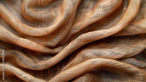  A brown and beige fabric with a wavy design, visible in this close-up view, appears on both its top and bottom edges