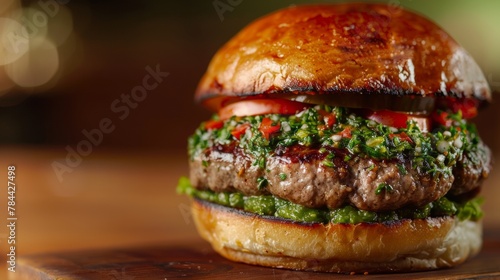 Chimichurri burger.  photo