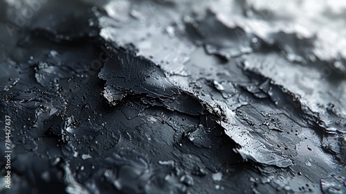   A close-up of a black and white background with water drops on its surface