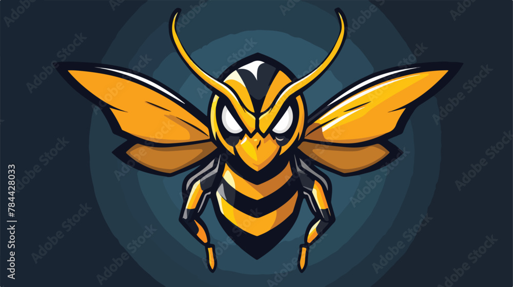 Hornet esport cartoon logo mascot illustration 2d flat