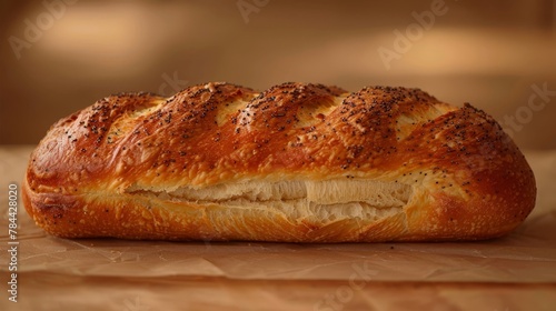  A loaf of bread on a wax paper-covered surface