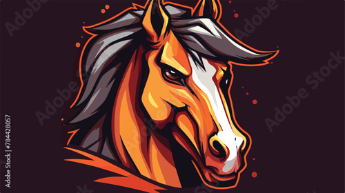 Horse esport cartoon logo mascot illustration 2d flat