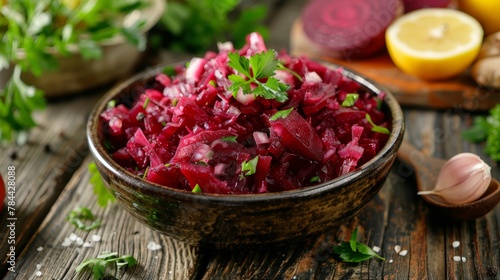 Dishes of Ukrainian cuisine: Tzvikli is a spicy beetroot salad, which is made from finely chopped beets.