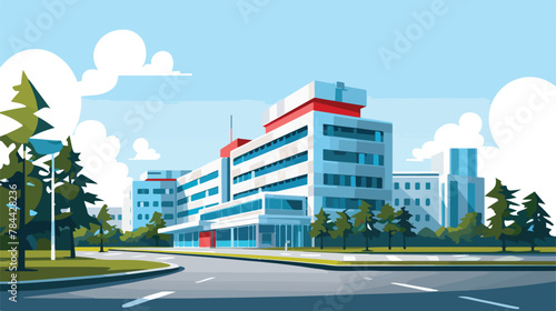 Hospital building flat cartoon illustration 2d flat