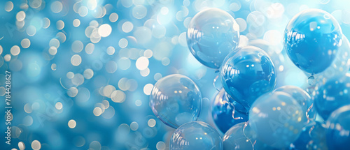 A festive and cheerful banner with sweet blue balloons, perfect for celebrating special occasions and events.