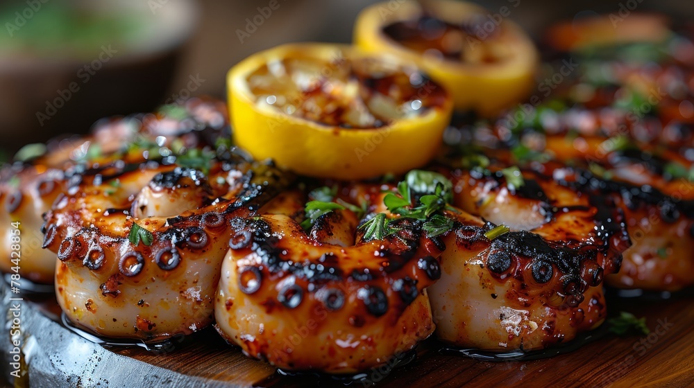  seared scallops crowned by lemons