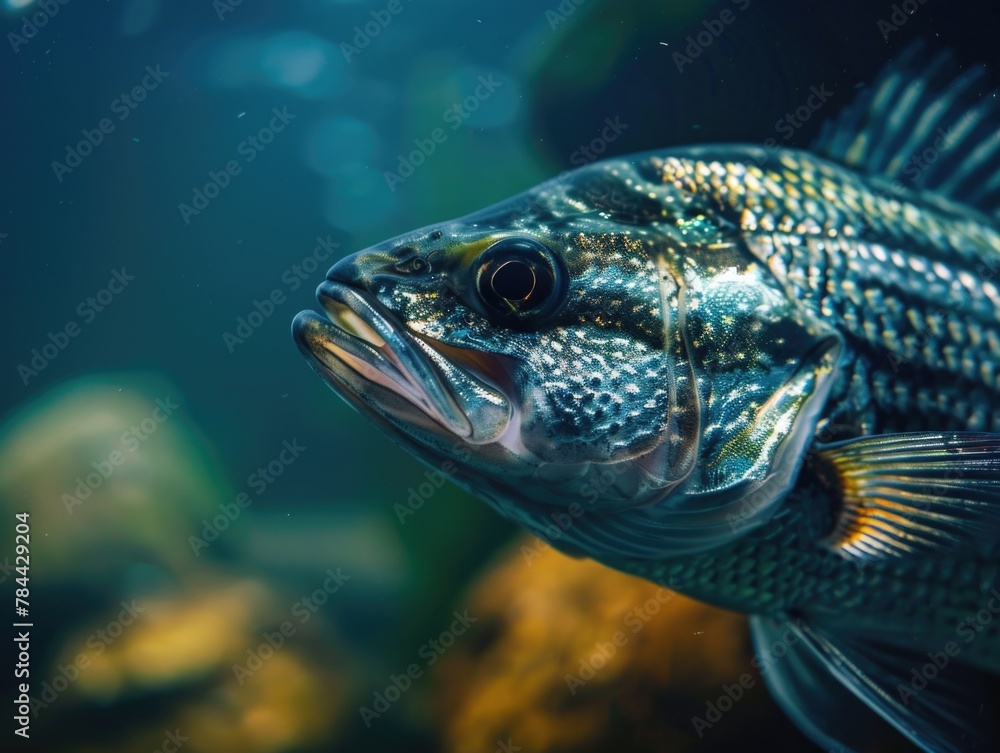 Fototapeta premium Close up of a colorful fish swimming in an aquarium