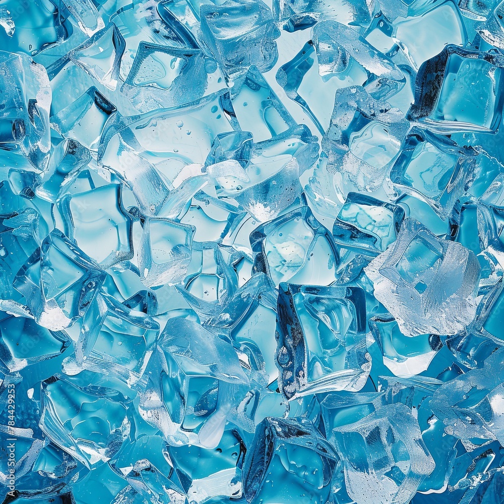 Geometric texture of blue ice. background. ideal edges, generative ai Geometric texture of blue ice. background. ideal edges, generative ai